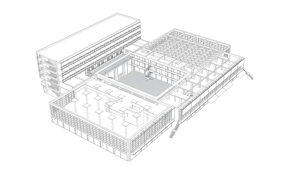 Machbarkeitsstudie Umbau der TU Mensa München zur Architekturfakultät (Andreas Wolf Schulze und Antonia Sivjakov, München), 2015